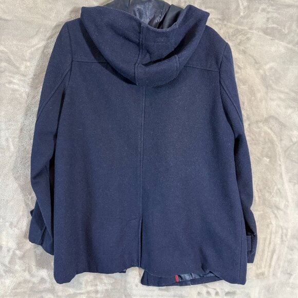 Merona Plus Size Navy Wool Blend Hooded Heavyweight Coat Women’s XXL Jacket - Picture 7 of 11